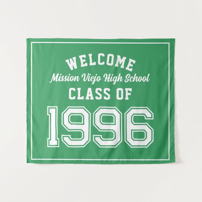 Tapete De Parede Welcome Class of 1996, Green Reunion Party Decor (Frente (Horizontal))