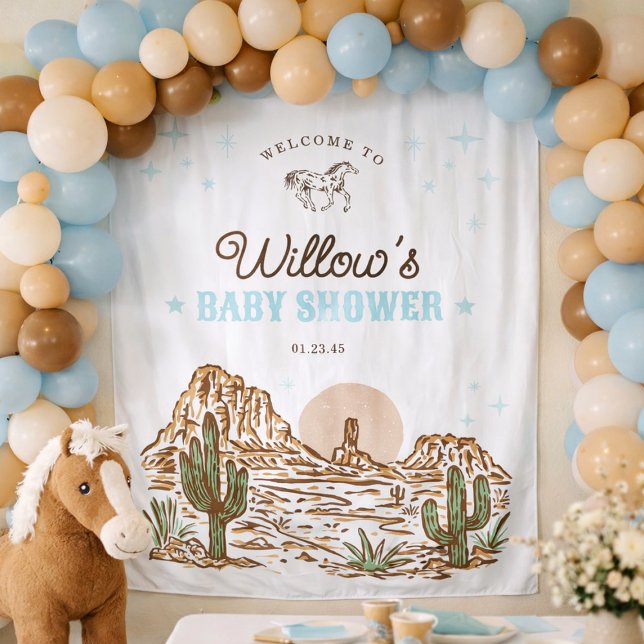 Tapete De Parede Western Cowboy Boy Baby Shower Backdrop Tapestry (Criador carregado)