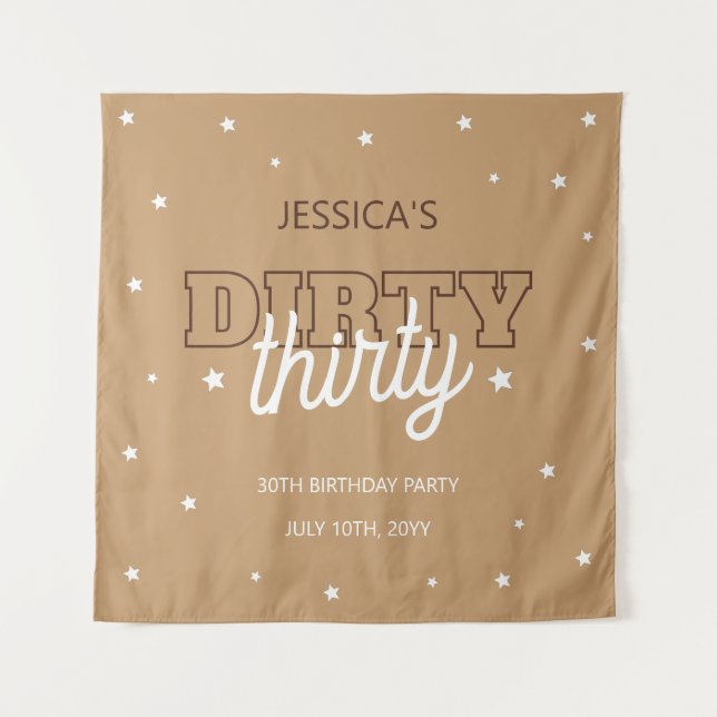 Tapete De Parede Western Dirty Thirty 30th Birthday Party Backdrop (Frente)