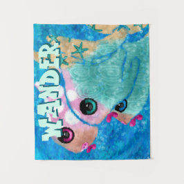 Tapete De Parede Whimsical Abstract Fish Trio Blue Personalized