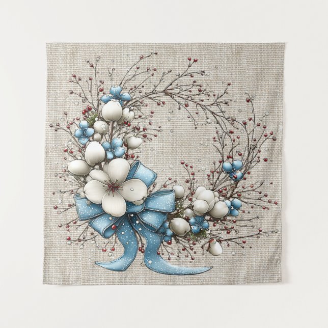 Tapete De Parede Whimsical Christmas Wreath (Frente)