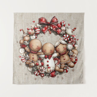 Tapete De Parede Whimsical Christmas Wreath