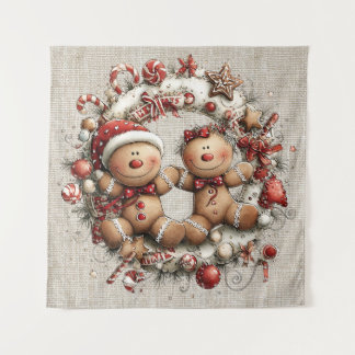 Tapete De Parede Whimsical Christmas Wreath