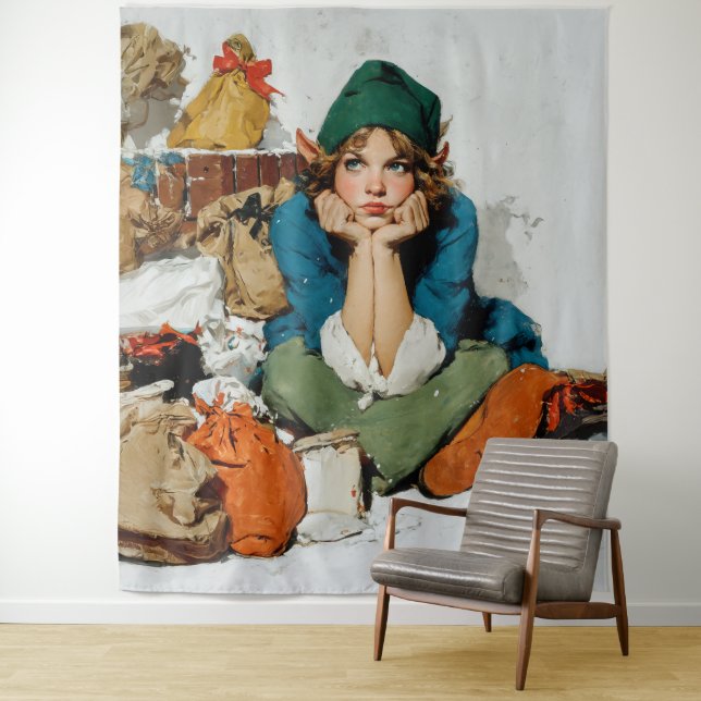 Tapete De Parede Whimsical Elf Among Gift Bags (In Situ)