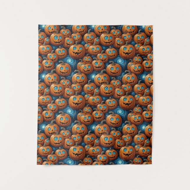 Tapete De Parede Whimsical Pumpkin Halloween Wall Tapestry (Frente)