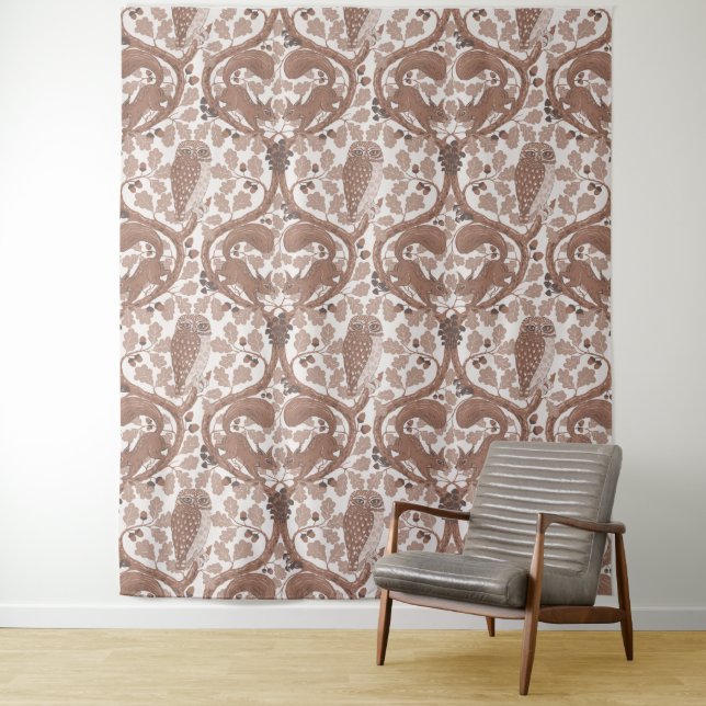 Tapete De Parede Whispers/Corujas e esquilos de madeira no carvalho (In Situ)