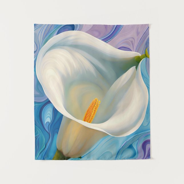 Tapete De Parede White Calla Lily no estilo Georgia O'Keeffe (Frente)