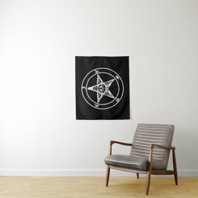 Tapete De Parede White on Black Satanic Altar Tapestry (In Situ)