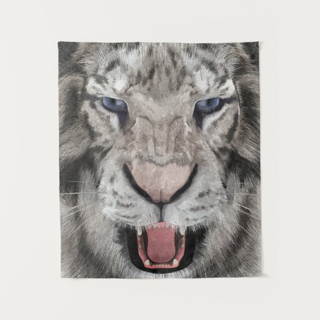 Tapete De Parede White Tiger Head  (Frente)