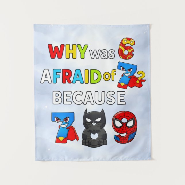 Tapete De Parede Why Was 6 Afraid of 7 Funny Superhero Math Design (Frente)