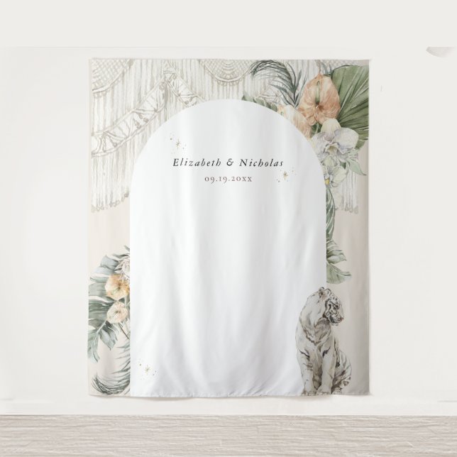 Tapete De Parede Wild Love | Boho Macrame Greenery Foto Booth (Frente)