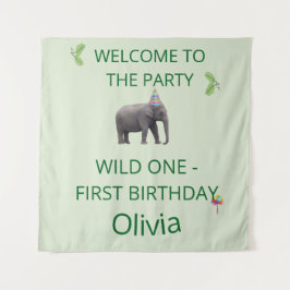 Tapete De Parede Wild One Elephant Party Welcome Art
