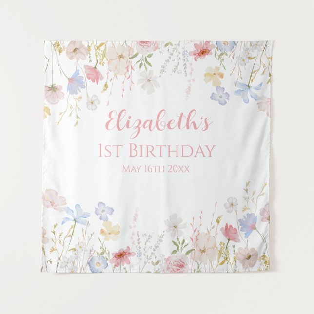 Tapete De Parede WILDFLOWERS Birthday party Backdrop banner (Frente)