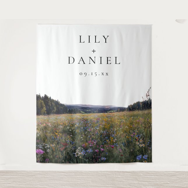 Tapete De Parede Wildflowers Meadow Floral Wedding Photo Backdrop (Frente)