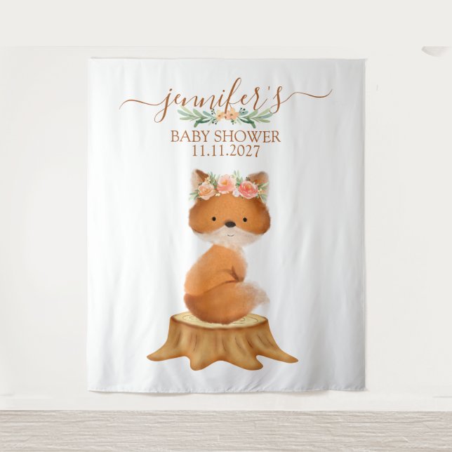 Tapete De Parede Wildlife Fox with Flower backdrop (Frente)
