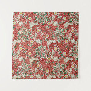 Tapete De Parede William Morris Algas Flor Antiga Vermelho Verde