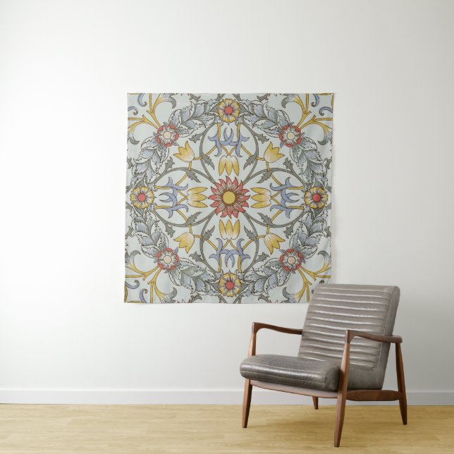 Tapete De Parede William Morris Floral Circle Flower Illustration (In Situ)
