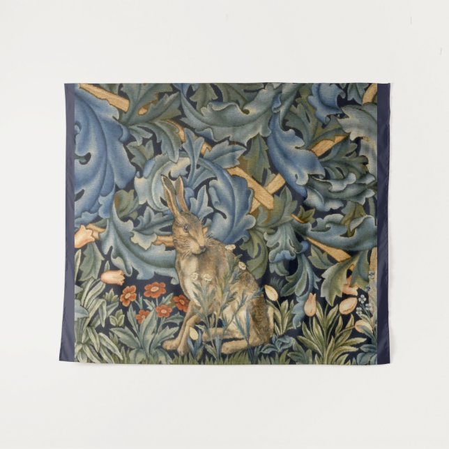 Tapete De Parede William Morris Forest Rabbit Floral Art Nouveau (Frente (Horizontal))