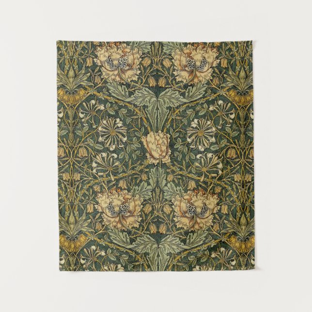 Tapete De Parede William Morris Honeysuckle Green Floral (Frente)