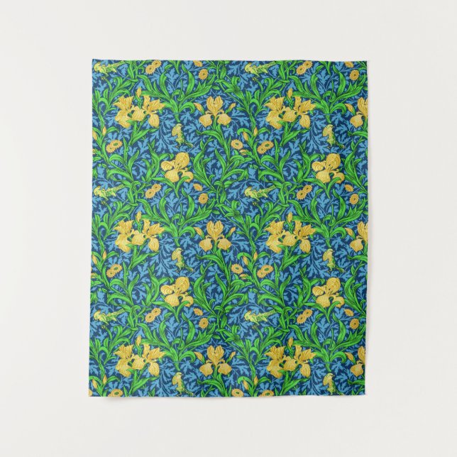 Tapete De Parede William Morris Irises, Amarelo e Azul Cobalto (Frente)