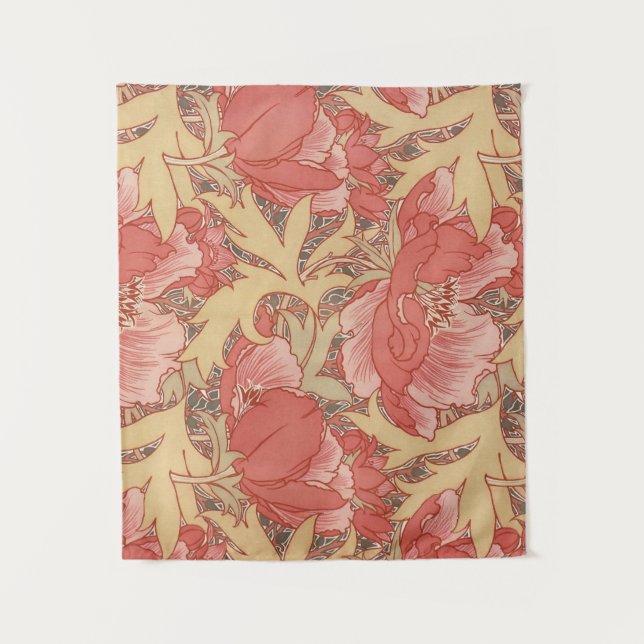 Tapete De Parede William Morris Poppies Floral Art Nouveau Pattern (Frente)