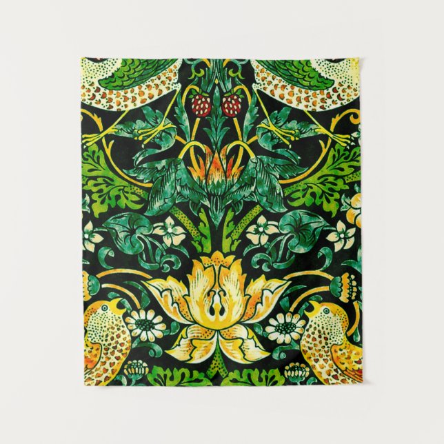 Tapete De Parede William Morris Strawberry Thef Green And Orange (Frente)
