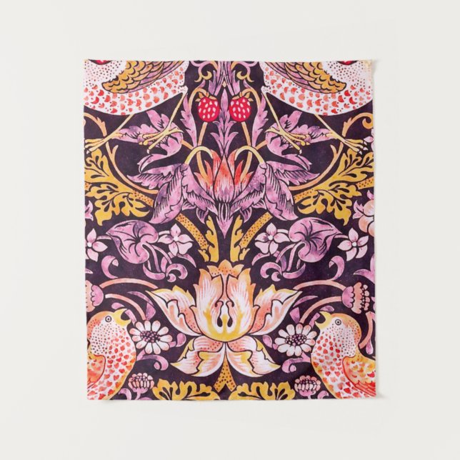 Tapete De Parede William Morris Strawberry Thief Purple Version (Frente)