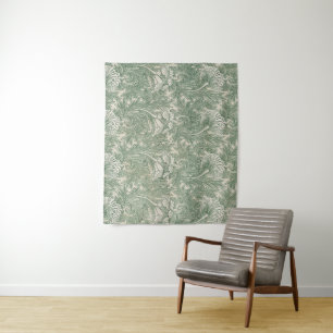 Tapete De Parede William Morris Verde Sage Padrão de Tulipa: Vintag