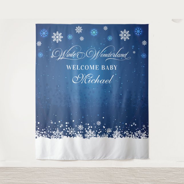 Tapete De Parede Winter Baby Shower Welcome Baby banner backdrop (Frente)
