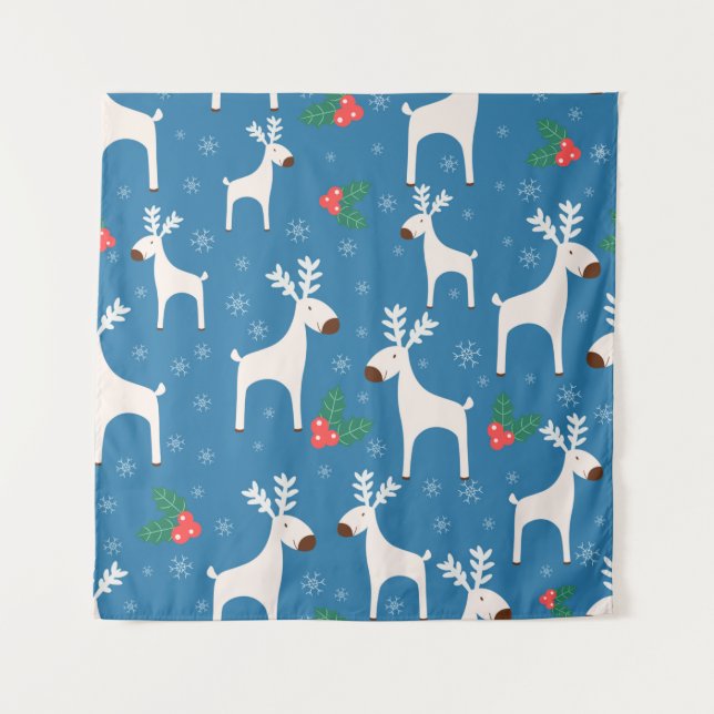Tapete De Parede Winter background with deers ( seamless pattern)an (Frente)