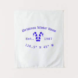 Tapete De Parede Winter Christmas house blue candy canes est. Year