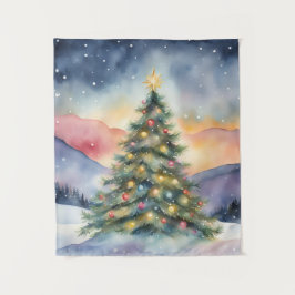 Tapete De Parede Winter Christmas Tree Snowy Sunset Scenery
