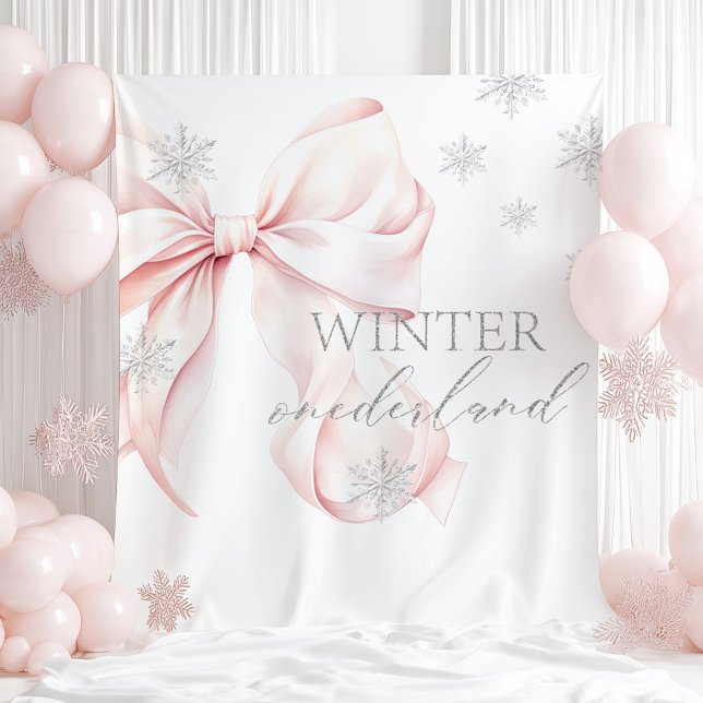 Tapete De Parede Winter Onederland Pink Bow  Backdrop (Criador carregado)
