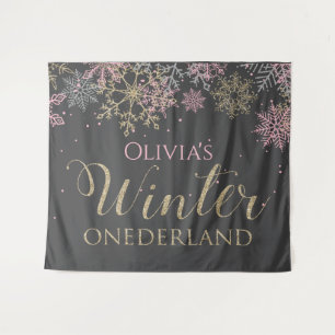 Tapete De Parede Winter Onederland Pink Girl Primeiro Aniversário