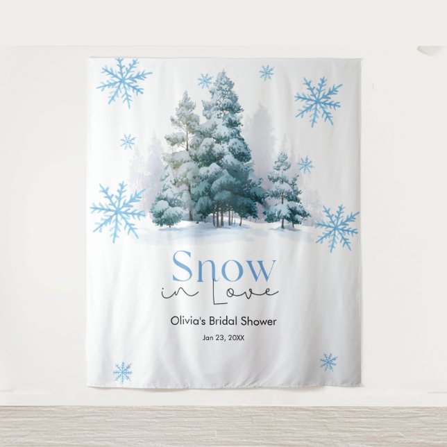 Tapete De Parede Winter Snow in Love Snowflakes Bridal Shower  (Frente)