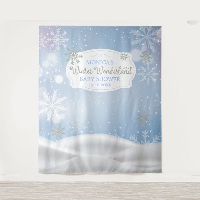 Tapete De Parede Winter Wonderland Snoweflakes backdrop (Frente)