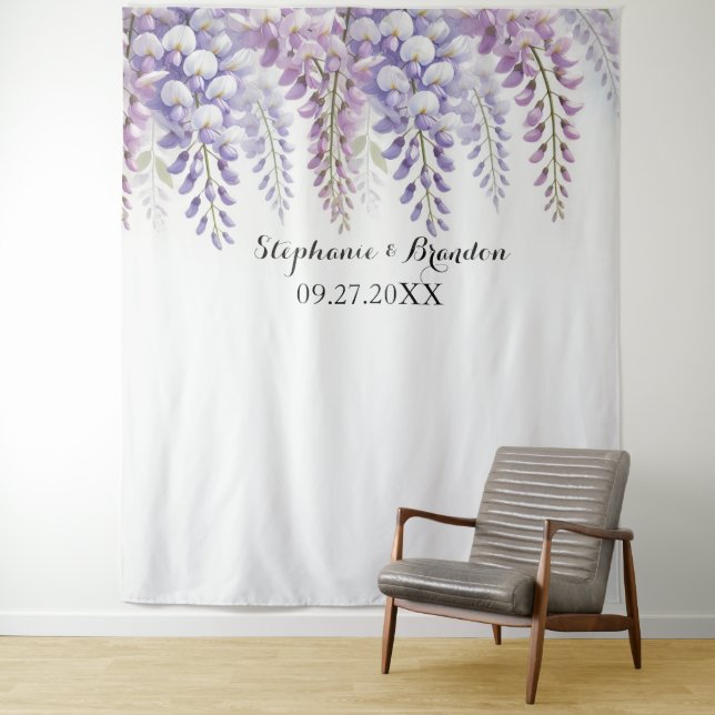 Tapete De Parede Wisteria Purple Floral Wedding Photo Booth (In Situ)