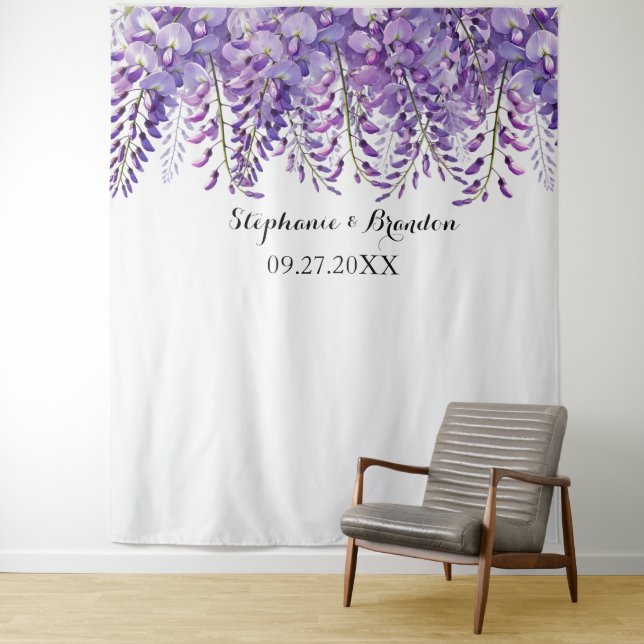 Tapete De Parede Wisteria Purple Floral Wedding Photo Booth (In Situ)