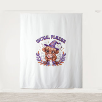 Tapete De Parede Witch Please Highland Cow Halloween