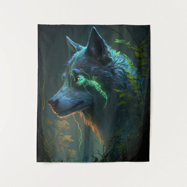 Tapete De Parede Wolf Animal Portrait Pintura de Vida Selvagem ao a (Frente)
