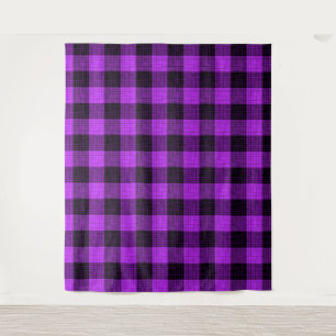 Tapete De Parede Xadrez de Búfalo com Cruzamento Roxo Preto