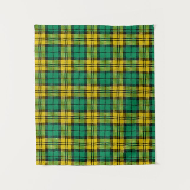 Tapete De Parede Xadrez de Campbell Tartan verde-amarela (Frente)