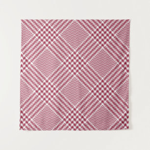 Tapete De Parede Xadrez de Glen Branco Vermelho: Tartan Torcido