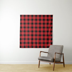 Tapete De Parede Xadrez de Lumberjack do País de Buffalo Vermelho