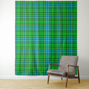 Tapete De Parede Xadrez Escocês Verde Azul e Verde