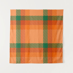Tapete De Parede Xadrez Escocesa Verde, Vermelho, Laranja e Beige T