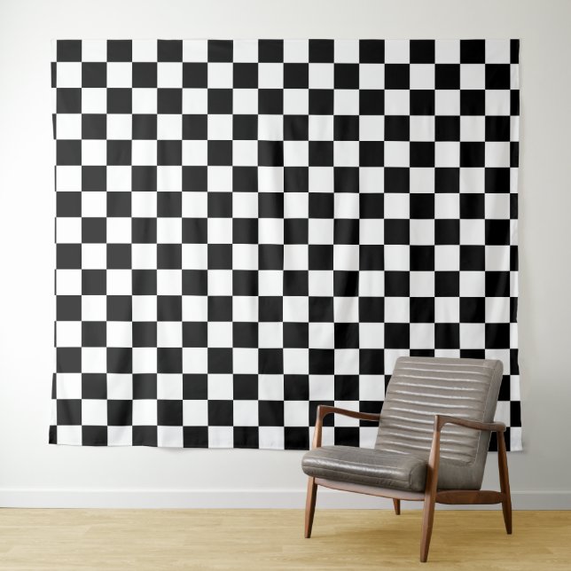 Tapete De Parede Xadrez Preto e Branco (In Situ (Horizontal))