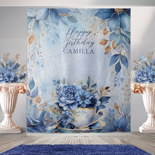 Tapete De Parede Xícara de Chá de Aniversário Floral de Inverno Ele