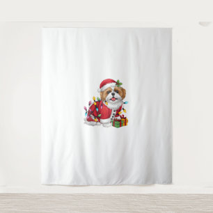 Tapete De Parede Xmas Lighting Papais noeis Shih Tzu Dog Natal
