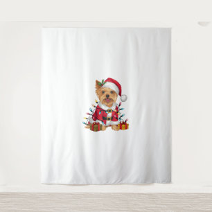 Tapete De Parede Xmas Lighting Papais noeis Yorkshire Terrier Dog C